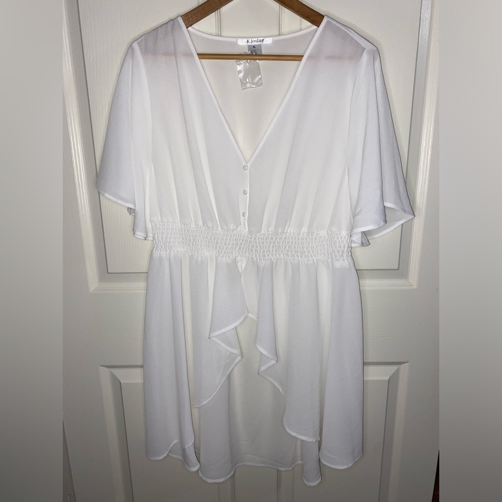 K Jordan Classic White Top, Tunic, XL, NWOT